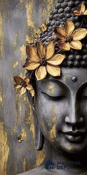 Handmade Third Fired Tile TL 13219 C Gilded Buddha 8 ft x 4 ft Jute Matte Finish Full Body Vitrified Tile - 9 mm