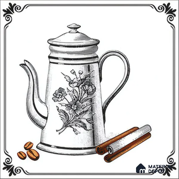 Kitchen Wall Tile TL 04380 B Simplic Kettle White 1 ft x 1 ft Matte Finish Ceramic Tile - 9 mm | Random Design | Suitable For Kitchen, Dining Area | Please Expect a Slight Variation of Pattern