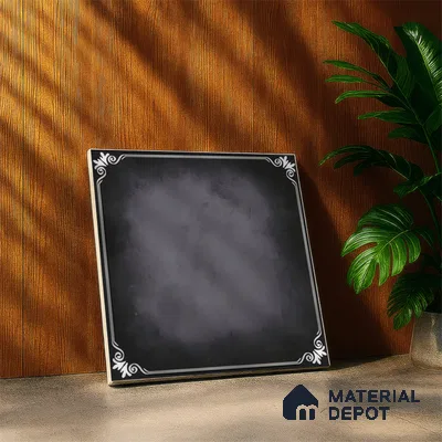 Kitchen Floor & Wall Tile TL 04380 C Simplic Black 1 ft x 1 ft Matte Finish Ceramic Tile - 9 mm | Suitable For Kitchen, Dining Area | Please Expect a Slight Variation of Pattern