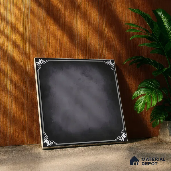 Kitchen Floor & Wall Tile TL 04380 C Simplic Black 1 ft x 1 ft Matte Finish Ceramic Tile - 9 mm | Suitable For Kitchen, Dining Area | Please Expect a Slight Variation of Pattern