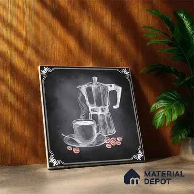 Kitchen Wall Tile TL 04380 D Simplic Kettle Black 1 ft x 1 ft Matte Finish Ceramic Tile - 9 mm | Random Design | Suitable For Kitchen, Dining Area | Please Expect a Slight Variation of Pattern