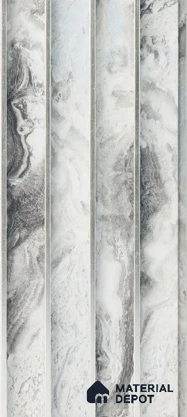 White Marble Louver PN 05296 8 ft x 4.9 inch Charcoal Panel - 12 mm | Suitable for Feature Wall, TV Unit & Living Room | Width is Subjected to 5% Variation