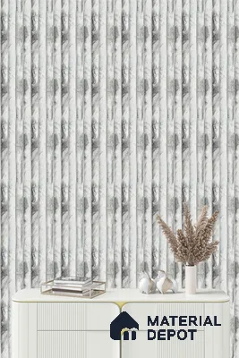White Marble Louver PN 05296 8 ft x 4.9 inch Charcoal Panel - 12 mm | Suitable for Feature Wall, TV Unit & Living Room | Width is Subjected to 5% Variation