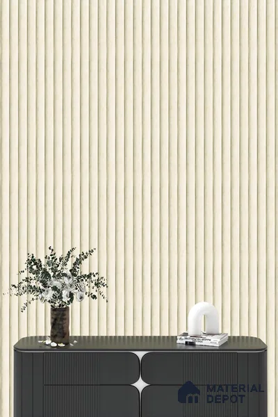 Cream Rustic Louver PN 05299 8 ft x 4.9 inch Charcoal Panel - 12 mm | Suitable for Feature Wall, TV Unit & Living Room | Width is Subjected to 5% Variation