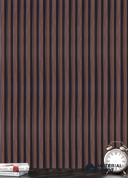Brown Wooden Louver PN 05303 8 ft x 4.9 inch Charcoal Panel - 12 mm | Suitable for Feature Wall, TV Unit & Living Room | Width is Subjected to 5% Variation