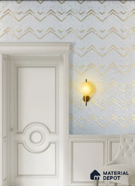 White Patterned Look PN 01582 8 ft x 4 ft Velvet Finish Decorative Wall Panel | Suitable for Feature Wall, TV Unit & Living Room | Plywood backing is Necessary | Width is Subjected to 5% Variation