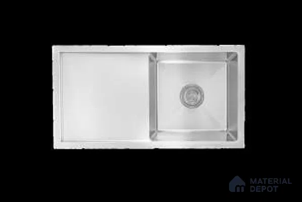 Avyra Sink SK 00008 Silver Drainboard 915 x 508 x 225 mm Rectangular Stainless Steel Brush Finish Kitchen Sink - 225 mm | Suitable For Bathroom, Vanity & Utility Areas