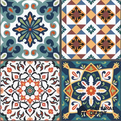 Moroccan Floor & Wall Tile TL 04381 Mor Dark Blue 1 ft x 1 ft Matte Finish Ceramic Tile - 9 mm | Suitable For Kitchen, Bathroom, Dining Area | Please Expect a Slight Variation of Pattern