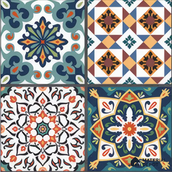 Moroccan Floor & Wall Tile TL 04381 Mor Dark Blue 1 ft x 1 ft Matte Finish Ceramic Tile - 9 mm | Suitable For Kitchen, Bathroom, Dining Area | Please Expect a Slight Variation of Pattern