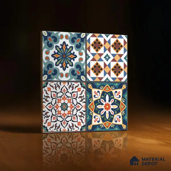 Moroccan Floor & Wall Tile TL 04381 Mor Dark Blue 1 ft x 1 ft Matte Finish Ceramic Tile - 9 mm | Suitable For Kitchen, Bathroom, Dining Area | Please Expect a Slight Variation of Pattern