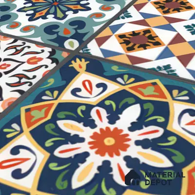 Moroccan Floor & Wall Tile TL 04381 Mor Dark Blue 1 ft x 1 ft Matte Finish Ceramic Tile - 9 mm | Suitable For Kitchen, Bathroom, Dining Area | Please Expect a Slight Variation of Pattern