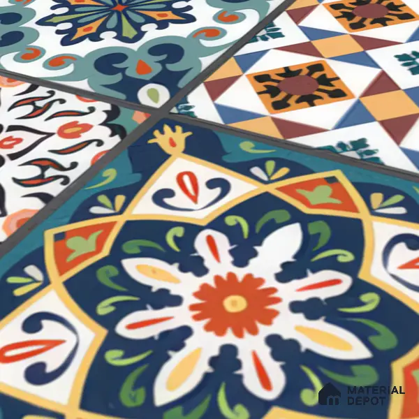 Moroccan Floor & Wall Tile TL 04381 Mor Dark Blue 1 ft x 1 ft Matte Finish Ceramic Tile - 9 mm | Suitable For Kitchen, Bathroom, Dining Area | Please Expect a Slight Variation of Pattern