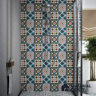 Moroccan Floor & Wall Tile TL 04381 Mor Dark Blue 1 ft x 1 ft Matte Finish Ceramic Tile - 9 mm | Suitable For Kitchen, Bathroom, Dining Area | Please Expect a Slight Variation of Pattern