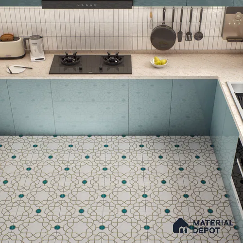 Moroccan Floor & Wall Tile TL 04382 Thread White 1 ft x 1 ft Matte Finish Ceramic Tile - 9 mm | Suitable For Kitchen, Bathroom, Entryway | Please Expect a Slight Variation of Pattern