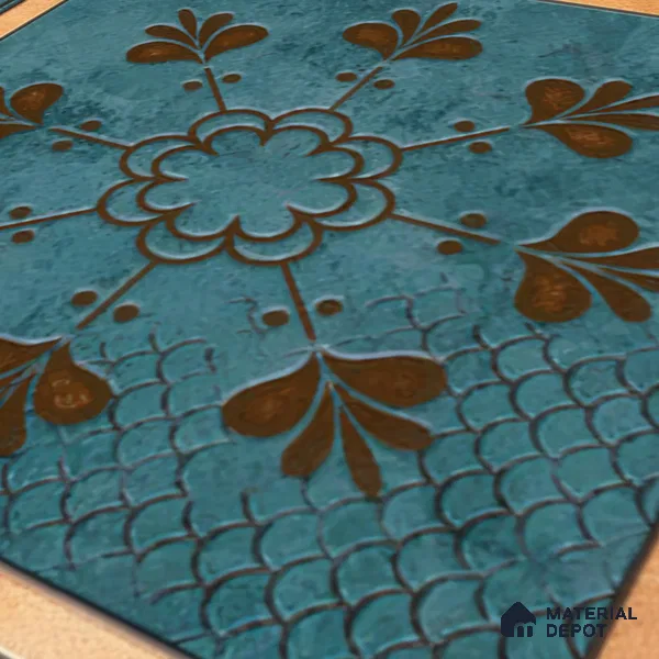 Moroccan Floor & Wall Tile TL 04383 Raunchy Floral 1 ft x 1 ft Matte Finish Ceramic Tile - 9 mm | Random Design | Suitable For Kitchen, Bathroom, Accent/Feature Wall | Please Expect a Slight Variation of Pattern