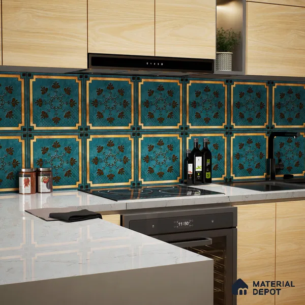 Moroccan Floor & Wall Tile TL 04383 Raunchy Floral 1 ft x 1 ft Matte Finish Ceramic Tile - 9 mm | Random Design | Suitable For Kitchen, Bathroom, Accent/Feature Wall | Please Expect a Slight Variation of Pattern