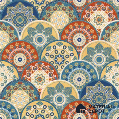 Moroccan Floor & Wall Tile TL 04384 Jaipuri Orange 1 ft x 1 ft Matte Finish Ceramic Tile - 9 mm | Suitable For Kitchen, Bathroom, Accent/Feature Wall | Please Expect a Slight Variation of Pattern