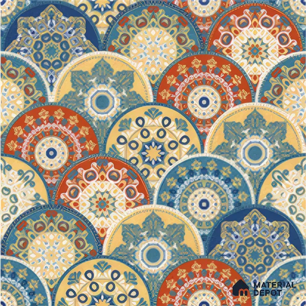 Moroccan Floor & Wall Tile TL 04384 Jaipuri Orange 1 ft x 1 ft Matte Finish Ceramic Tile - 9 mm | Suitable For Kitchen, Bathroom, Accent/Feature Wall | Please Expect a Slight Variation of Pattern