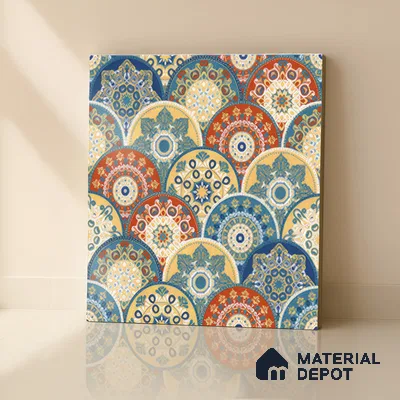Moroccan Floor & Wall Tile TL 04384 Jaipuri Orange 1 ft x 1 ft Matte Finish Ceramic Tile - 9 mm | Suitable For Kitchen, Bathroom, Accent/Feature Wall | Please Expect a Slight Variation of Pattern
