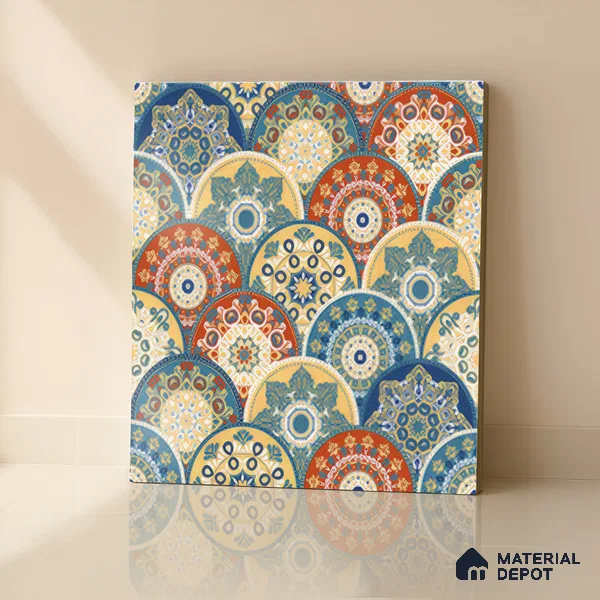 Moroccan Floor & Wall Tile TL 04384 Jaipuri Orange 1 ft x 1 ft Matte Finish Ceramic Tile - 9 mm | Suitable For Kitchen, Bathroom, Accent/Feature Wall | Please Expect a Slight Variation of Pattern