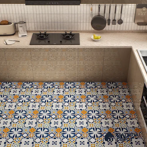 Moroccan Floor & Wall Tile TL 04387 Mordot Orange 1 ft x 1 ft Matte Finish Ceramic Tile - 9 mm | Suitable For Kitchen, Bathroom, Dining Area | Please Expect a Slight Variation of Pattern