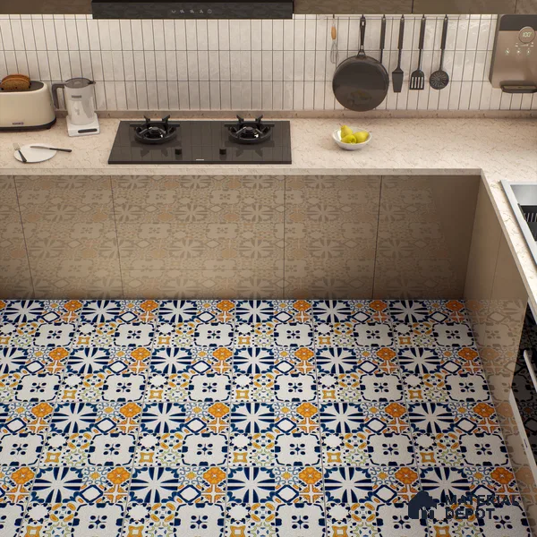 Moroccan Floor & Wall Tile TL 04387 Mordot Orange 1 ft x 1 ft Matte Finish Ceramic Tile - 9 mm | Suitable For Kitchen, Bathroom, Dining Area | Please Expect a Slight Variation of Pattern