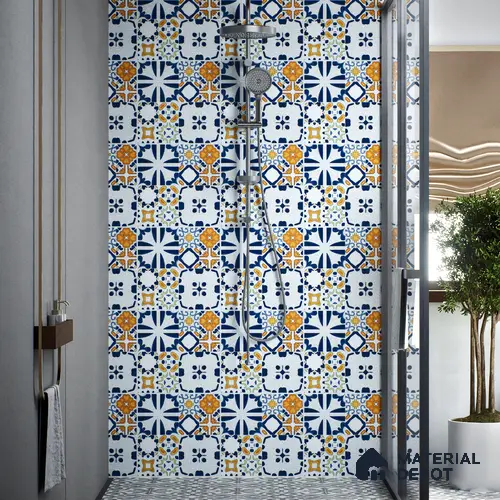 Moroccan Floor & Wall Tile TL 04387 Mordot Orange 1 ft x 1 ft Matte Finish Ceramic Tile - 9 mm | Suitable For Kitchen, Bathroom, Dining Area | Please Expect a Slight Variation of Pattern