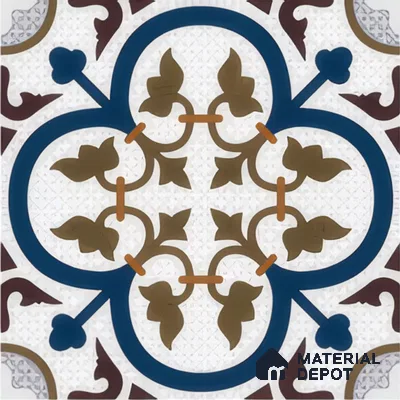 Moroccan Floor & Wall Tile TL 04388 Reverse Floral 1 ft x 1 ft Matte Finish Ceramic Tile - 9 mm | Suitable For Kitchen, Bathroom, Dining Area | Please Expect a Slight Variation of Pattern