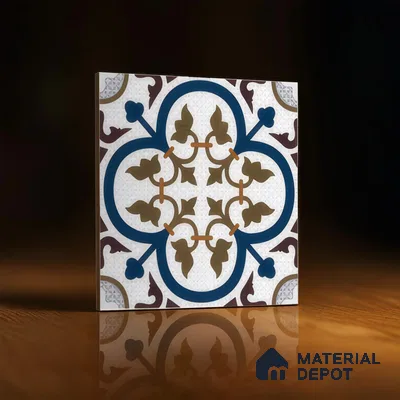 Moroccan Floor & Wall Tile TL 04388 Reverse Floral 1 ft x 1 ft Matte Finish Ceramic Tile - 9 mm | Suitable For Kitchen, Bathroom, Dining Area | Please Expect a Slight Variation of Pattern