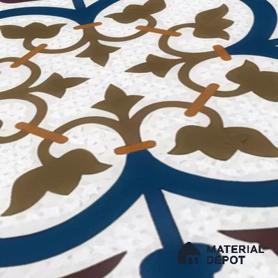 Moroccan Floor & Wall Tile TL 04388 Reverse Floral 1 ft x 1 ft Matte Finish Ceramic Tile - 9 mm | Suitable For Kitchen, Bathroom, Dining Area | Please Expect a Slight Variation of Pattern