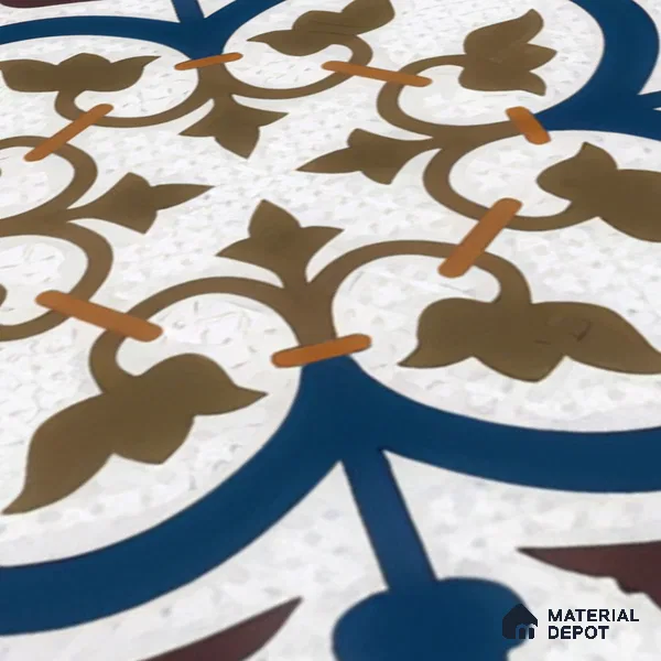 Moroccan Floor & Wall Tile TL 04388 Reverse Floral 1 ft x 1 ft Matte Finish Ceramic Tile - 9 mm | Suitable For Kitchen, Bathroom, Dining Area | Please Expect a Slight Variation of Pattern