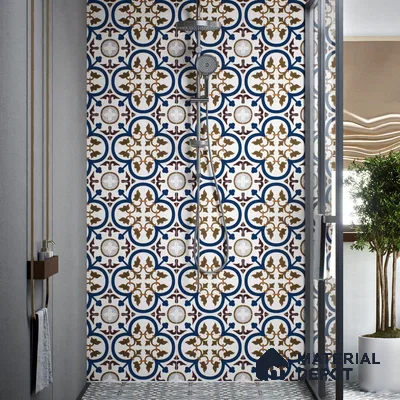 Moroccan Floor & Wall Tile TL 04388 Reverse Floral 1 ft x 1 ft Matte Finish Ceramic Tile - 9 mm | Suitable For Kitchen, Bathroom, Dining Area | Please Expect a Slight Variation of Pattern