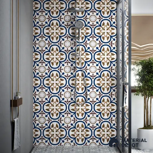 Moroccan Floor & Wall Tile TL 04388 Reverse Floral 1 ft x 1 ft Matte Finish Ceramic Tile - 9 mm | Suitable For Kitchen, Bathroom, Dining Area | Please Expect a Slight Variation of Pattern