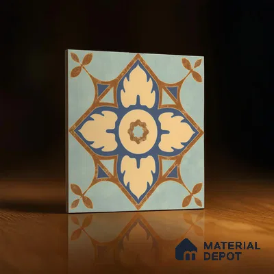 Moroccan Floor & Wall Tile TL 04390 Fire & Water 1 ft x 1 ft Matte Finish Ceramic Tile - 9 mm | Suitable For Kitchen, Bathroom, Dining Area | Please Expect a Slight Variation of Pattern
