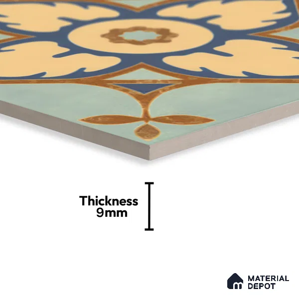 Moroccan Floor & Wall Tile TL 04390 Fire & Water 1 ft x 1 ft Matte Finish Ceramic Tile - 9 mm | Suitable For Kitchen, Bathroom, Dining Area | Please Expect a Slight Variation of Pattern