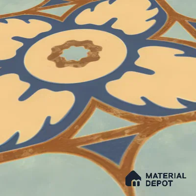 Moroccan Floor & Wall Tile TL 04390 Fire & Water 1 ft x 1 ft Matte Finish Ceramic Tile - 9 mm | Suitable For Kitchen, Bathroom, Dining Area | Please Expect a Slight Variation of Pattern