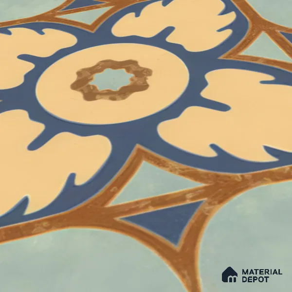 Moroccan Floor & Wall Tile TL 04390 Fire & Water 1 ft x 1 ft Matte Finish Ceramic Tile - 9 mm | Suitable For Kitchen, Bathroom, Dining Area | Please Expect a Slight Variation of Pattern
