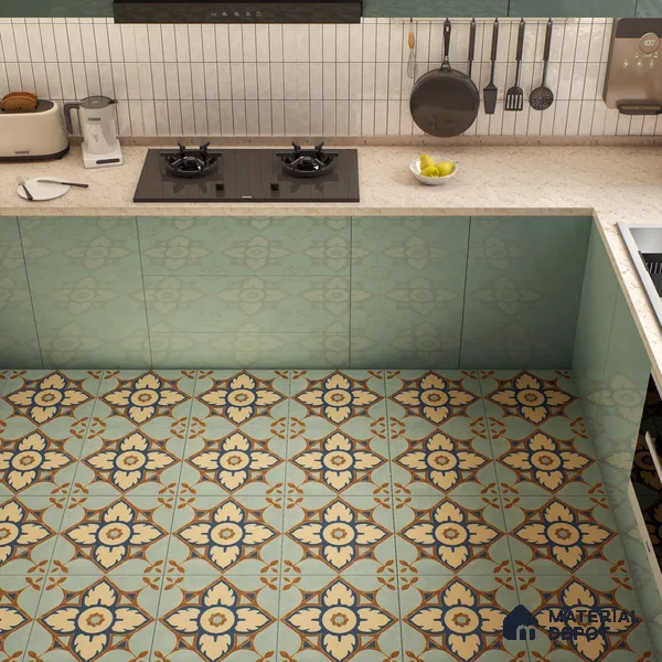 Moroccan Floor & Wall Tile TL 04390 Fire & Water 1 ft x 1 ft Matte Finish Ceramic Tile - 9 mm | Suitable For Kitchen, Bathroom, Dining Area | Please Expect a Slight Variation of Pattern