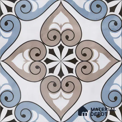 Moroccan Floor & Wall Tile TL 04391 Morblue Brown 1 ft x 1 ft Matte Finish Ceramic Tile - 9 mm | Suitable For Kitchen, Bathroom, Balcony | Please Expect a Slight Variation of Pattern
