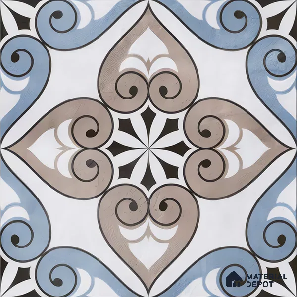 Moroccan Floor & Wall Tile TL 04391 Morblue Brown 1 ft x 1 ft Matte Finish Ceramic Tile - 9 mm | Suitable For Kitchen, Bathroom, Balcony | Please Expect a Slight Variation of Pattern