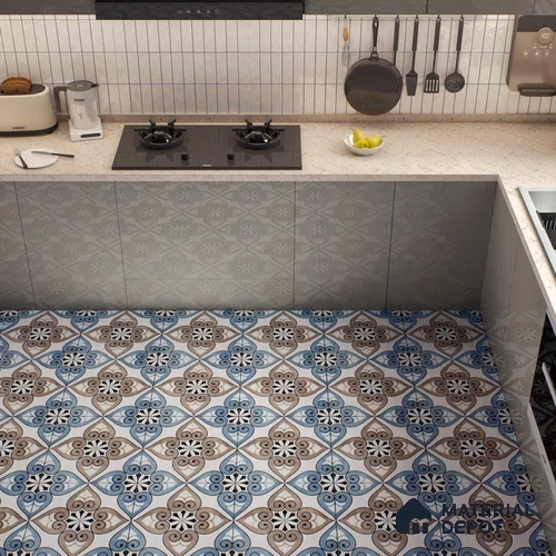 Moroccan Floor & Wall Tile TL 04391 Morblue Brown 1 ft x 1 ft Matte Finish Ceramic Tile - 9 mm | Suitable For Kitchen, Bathroom, Balcony | Please Expect a Slight Variation of Pattern