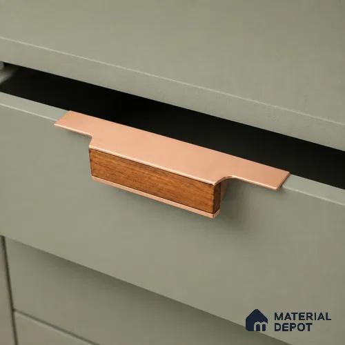 Ottr Aluminium Profile Handle HA 00337 F PVD Rose Gold Wood Finish - 8in | 2 Years Warranty