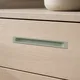 HA 00190 K Ottr Concealed Handle Grey Finish 16in â close-up of sage green handle on light wood drawer