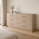 HA 00190 S Ottr Concealed Handle Green Finish 16in â green handles on light oak chest of drawers