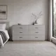 HA 00193 C Ottr Concealed Handle Gunmetal Black Dual Tone Finish 160mm â nickel handles on grey chest of drawers in bedroom