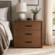 HA 00198 M Ottr Concealed Handle Black Dual Tone Finish 18in â black handles on walnut bedside chest