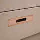 HA 00198 H Ottr Concealed Handle Rgtt Finish 18in â close-up of copper handle on grey drawer