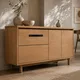 HA 00200 E Ottr Concealed Handle Black Dual Tone Finish 36in â black handle on oak sideboard