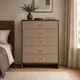 HA 00200 G Ottr Concealed Handle Rose Gold Finish 12in â copper handles on taupe chest of drawers