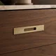 HA 00205 J Ottr Concealed Handle Stainless Steel Chrome Finish 36in â close-up of champagne bronze handle on walnut drawer